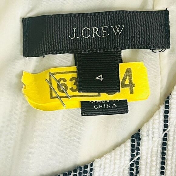 J.Crew Womens Cream Blue Patch Pocket Striped Tweed Sheath Midi Dress Size 4 - Picture 7 of 9